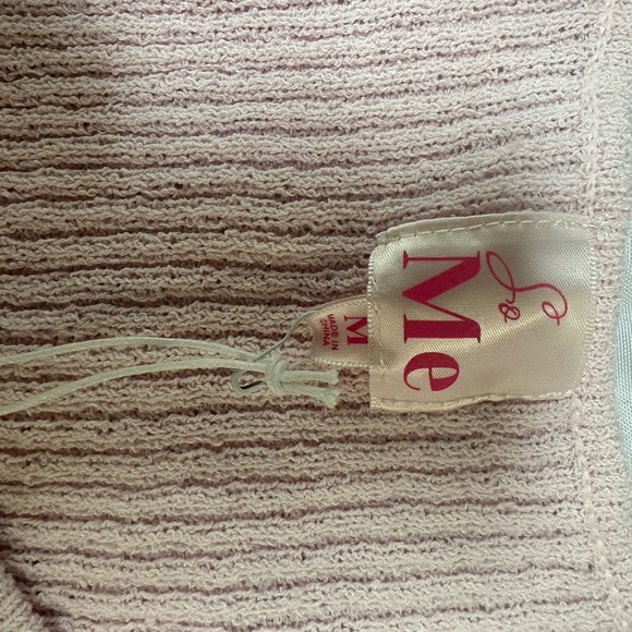 Light Pink Cropped Knit with Sheer Floral Sleeves - Picture 2 of 3